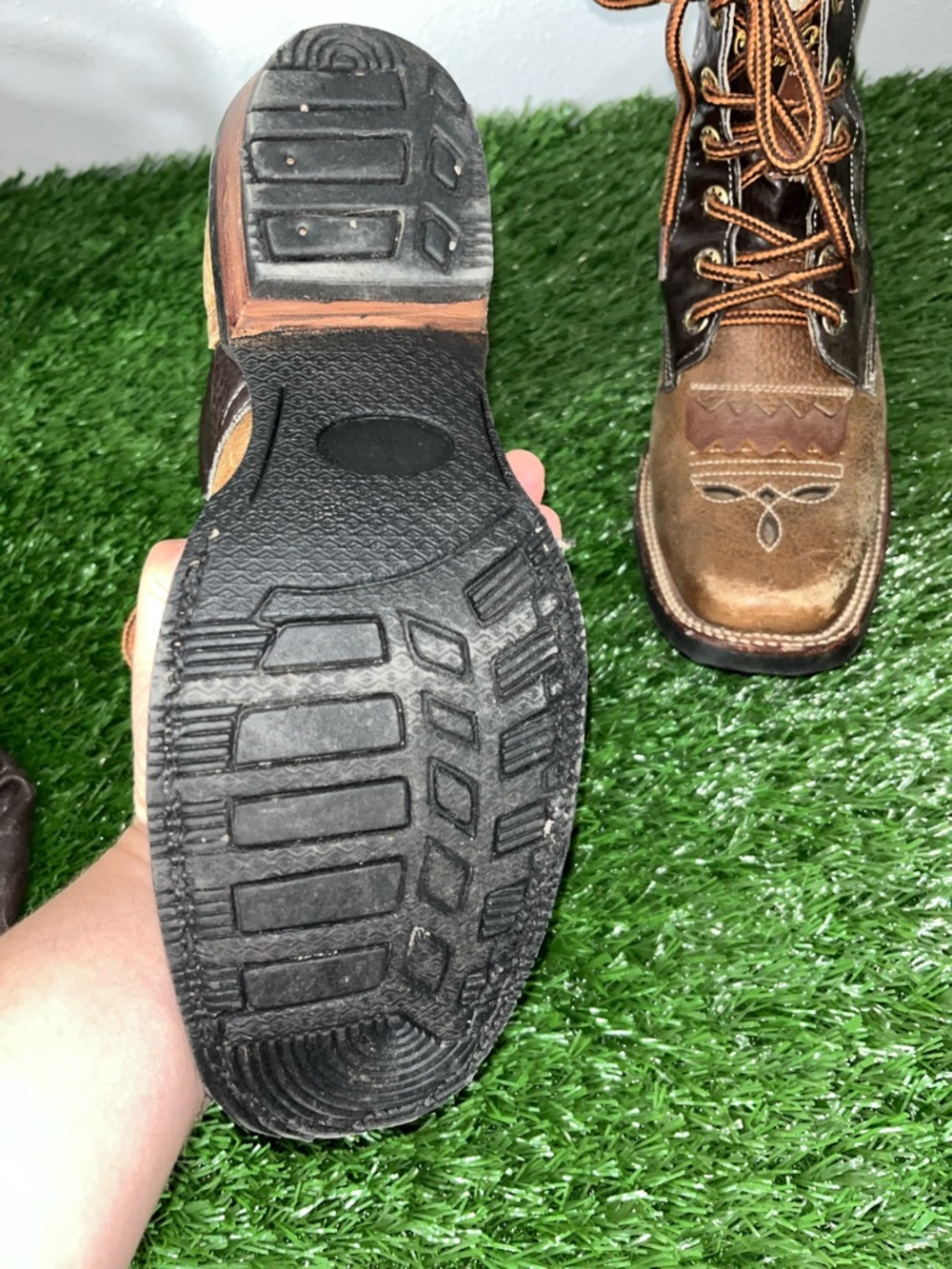 Brown Lace-Up Cowgirl Women’s Boots 9.5 - Picture 9 of 12